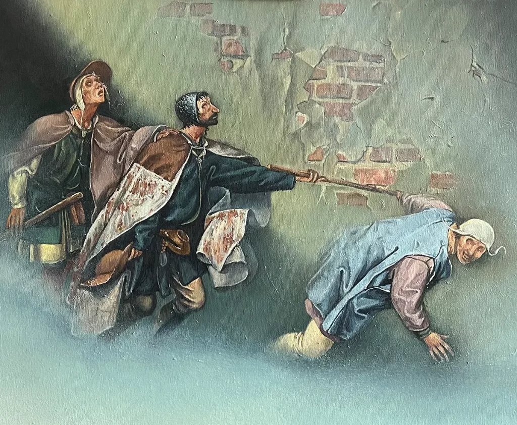 Mauer der Erinnerungen. Hommage an Piter Breugel der Ältere. Künstler Willi Boos.