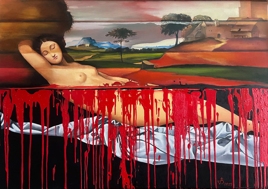 Schönheit in Gefahr Hommage an Giorgione Schlummernde Venus Künstler Willi Boos